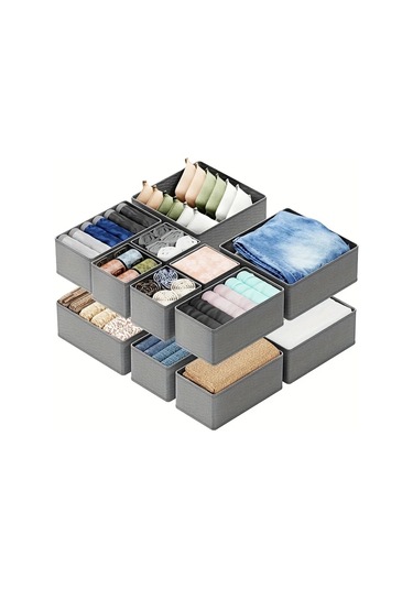 Tongdashop 6 Adet Katlanır Çekmeceli Düzenleyici - Çorap, İç Çamaşırı, Sütyen Saklama Bej