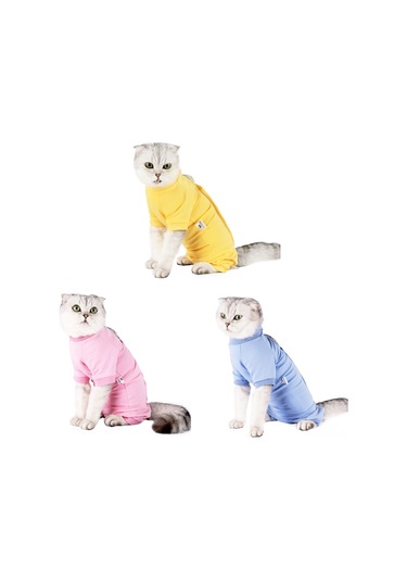 Geeksen Kedi Ameliyat Sonrası Kıyafeti - Yara Koruması Ve Yalama Engeli - Modal Dokuma - Sarı - S Ya001j061