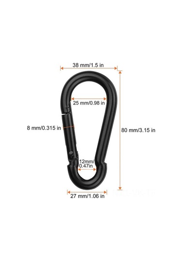 Vkemall 8 Adet M8 Paslanmaz Çelik Ağır Duty Yaylı Kanca, 80mm Siyah, 230kg Yük Kapasitesi, Bahçe Makineleri, Kamp Ve Outdoor Aktivitelere Uygun Çok Renkli