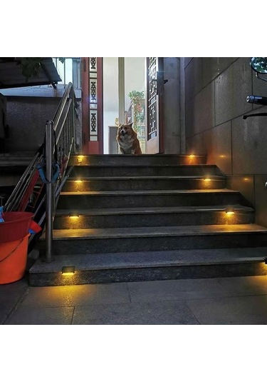 Besthome1 Dış Mekan Güneş Enerjisi Basamak Lambası, Ip65 Su Geçirmez Led, Bahçe/duvar/merdiven Dekorasyonu, 4'lu Paket Kasa Be Kahverengi