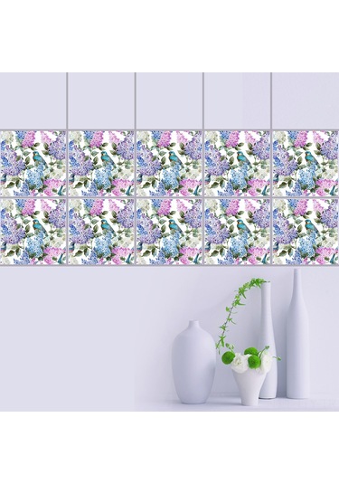 Dianziye Klasik Akdeniz Stili Pvc Otomatik Yapışkan Duvar Çini Sticker 20x20cm 10 Adet - Zengin Dekor Ve Kolay Uygulama Diğer