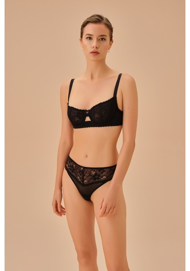 Suwen Liona Dantelli String Külot Sw8530012 Siyah