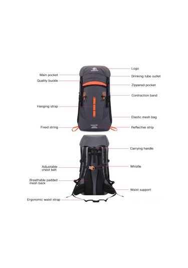 Neevoyu 50l Suv Outdoor Sırt Çantası - Nefes Alabilir, Su Geçirmez, Hafif Ve Dayanıklı Spor Çantası Gri