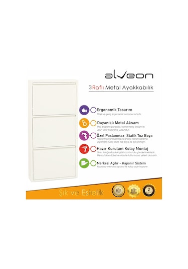 Alv-10003 Alveon Metal Ayakkabılık Beyaz