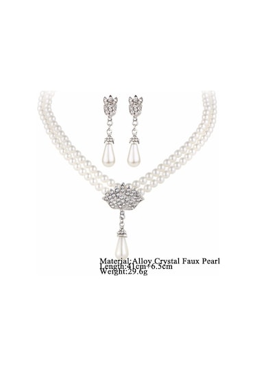 Trend Zirkon Taş İşlemeli Taç İnci Takı Seti Sevgililer Günü Hedi