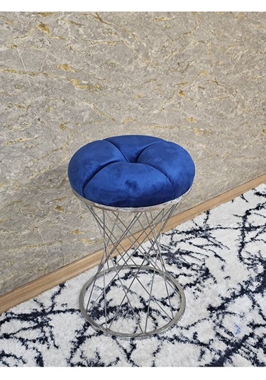 Yuvarlak Krom Kaplama Puf Oturak - Bench - Ayak Ucu Oturak - Tabu Çok Renki