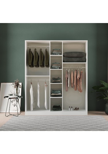 Ekin 5 Kapaklı Eko Gardırop - Mdf Kapak Beyaz