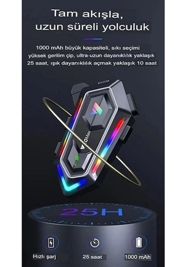 Motoyel Y20 Max Bluetooth 5.3 Kask Interkom 2 Kişi