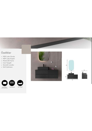 Evros Eva 110 Cm Banyo Dolabı Siyah