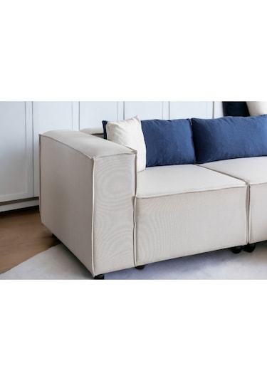 Nova 3 Modül Modüler L Köşe Koltuk Takımı Beyaz