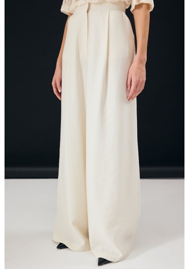 Sateen Dina Pantolon - Taş-137350