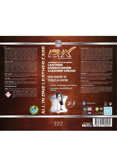 Divortex Deri Temizlik Bakım Onarım Kremi 473 ML