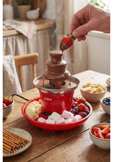 Kiwi KCF - 5941 Çikolata Çeşmesi Fondü Makinesi Kırmızı Fiyatları