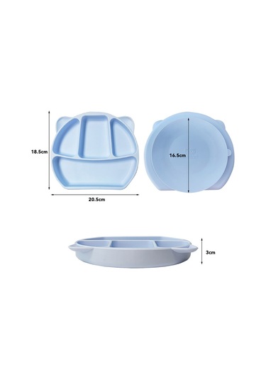 Moveevo Bebekler İçin Silikon Sünger Tabağı, Çocuk Ütü Ve Çatal Seti, Taşınabilir Yemek Gereci, Gri Renk Gri