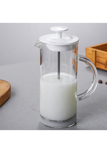 Siyah Manuel Süt Köpürtücü Cam Süt Köpürtücü Cezve Cam Örgü Fransız Basın Kahve Makinesi Köpürtücü Sürahi Karıştırıcı Krema Mutfak Gereçleri Siyah