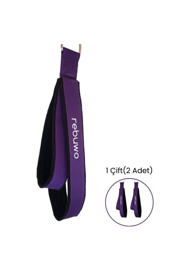 Rebuwo Pilates Elcik Reformer Yoga Pilates Tutma Aparatı Mor Kadife Kumaş & Metal D Tokalı 1 Çift