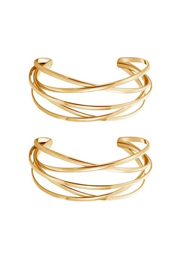 Geeroyoo Beş Çizgili Metal Delikli Bileklik - Altın Renk, Hafif Ve Şık Aksesuar Gold