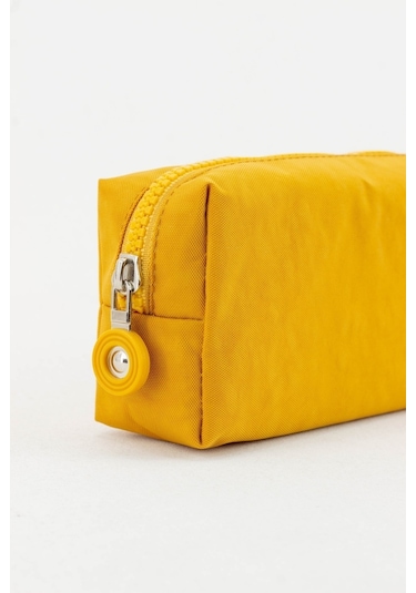 Kaff 01104 Bej - Krinkıl Kumaş Tek Gözlü Yıkanabilir Kalemlik Kalem Kutusu Makyaj Çantası