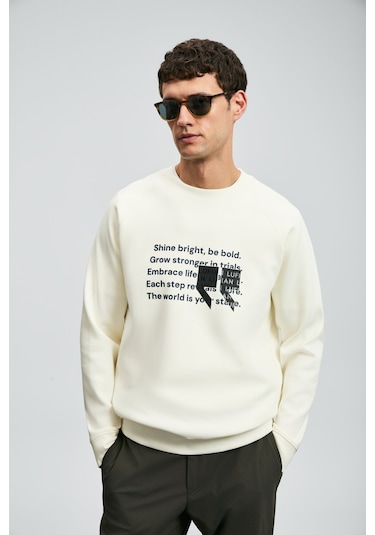 Lufian 112030174 Shadow Erkek Sweatshirt Beyaz
