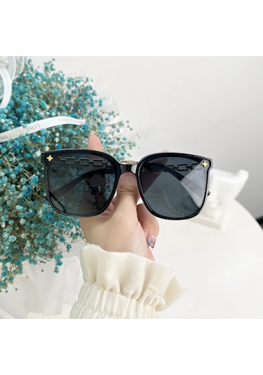 Rpxbguckarhgkadın Kare Güneş Gözlüğü 2023 Vintage Büyük Çerçeve Siyah Ayna Polarize Uv400green51gri Gri