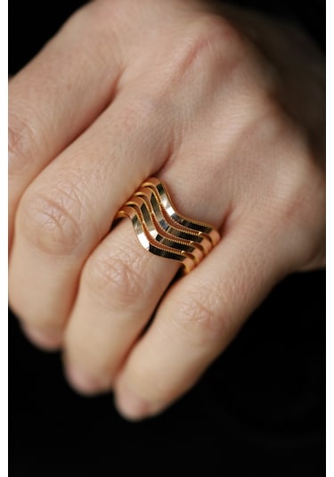 Yenigün Kuyumculuk 14 Ayar Altın Zikzak Modeli 4 Sıra Ajda Yüzük Yzk59883