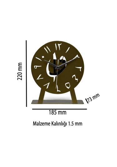 Elif-vav Model Metal Lazer Kesim Akar Sessiz Mekanizmalı Masa Saati Gold