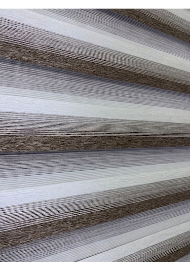 Kahve Krem Geçişli Zebra Perde (Etekli)
