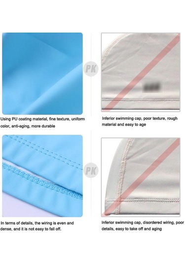Siyah Elastik Su Geçirmez Pu Kumaş Kulakları Koruyun Uzun Saç Spor Yüzme Havuzu Şapka Yüzme Kap Erkekler Ve Kadınlar Siyah