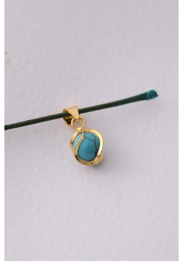 14 Ayar Altın Firuze Boncuklu Kafesli El Işi Kolye Ucu