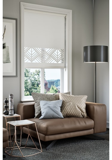 Lazer Kesim Mat Stor Perde, Lazer Kesimli Modern Serisi, M-101001 Beyaz Renk Beyaz