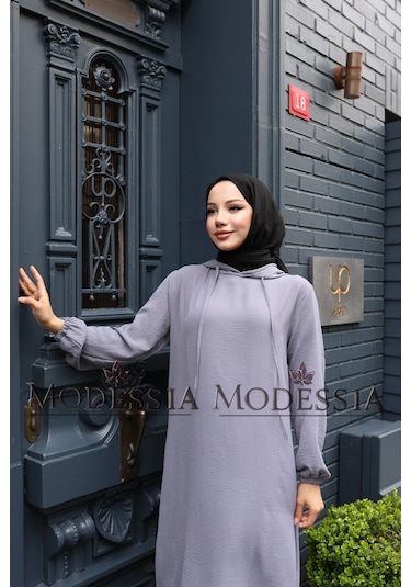 Kadın Gri Aerobin Uzun Kapşonlu İkili Takım T0222 Gri