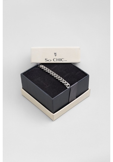 Klasik Stil Erkek Çelik Bileklik Gri