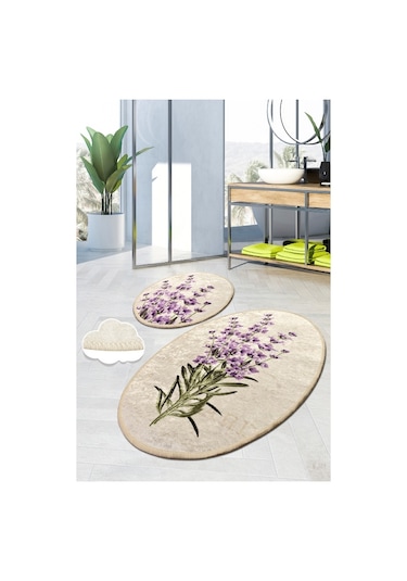 Chilai Home Lavender Djt 2 Lı Set Banyo Halısı, Paspas