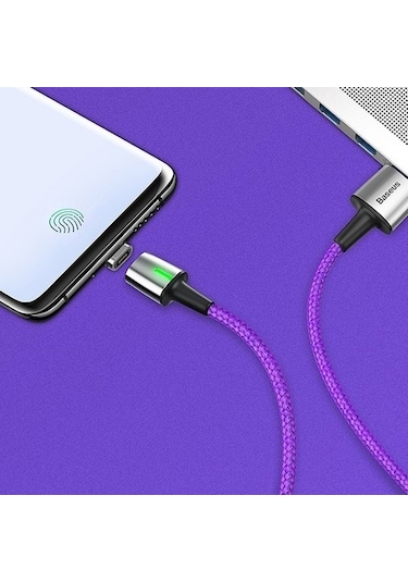 Baseus Catxc-b05 Zinc Magnetic Usb Kablo Şarj Usb Type-c Başlık 2.0a 2 M - Mor