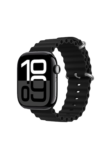 Mobilefix Watch 10 42mm Uyumlu Krd-75 Silikon Kordon-siyah