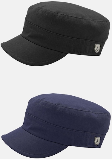 Erkek Fidel Castro Şapka 2'li Kep Rozet Detaylı Kasket - Siyah - Lacivert Lacivert - Siyah