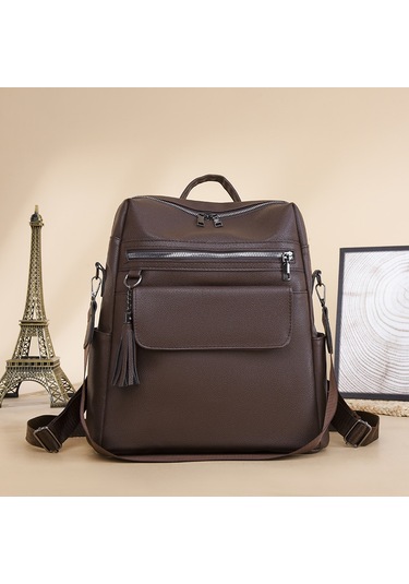 Basit Renk Uyumlu Retro Kadın Sırt Çantası Yeni Stil Boş Zaman Büyük Kapasiteli Öğrenci Çantası Amerikan Tarzı Omuz Sırt Çantası Diğer