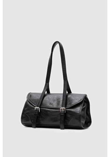 Calvino Vintage Baget Çanta Siyah Siyah