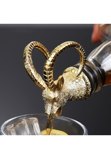 Moveevo Premium Çinko Alaşımlı Geyik Başlı Şarap Sürahisi - Hava Kilitli Silikon Ağız Diğer