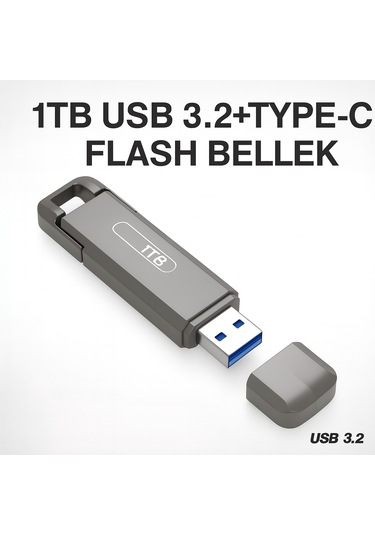 1 Tb Flash Bellek Usb 3.2 Type-c Yazma Hızı,darbeye Dayanıklı Anti Manyetik Gümüş