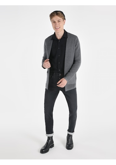Colins Regular Fit Cepli Gri Erkek Hırka Cl1065572 Gri Melanj