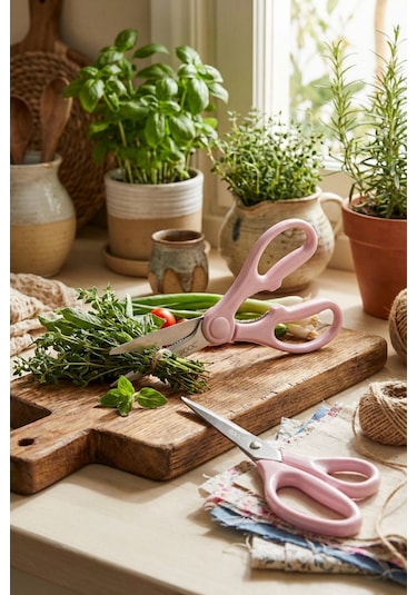 Makri Home 2'li Çok Amaçlı Makas Seti Büyük Boy Pembe, 23 Cm