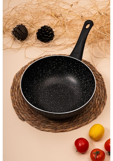 Çarşıdayız Penguen Ezme Granit Wok Tava 26 Cm Siyah W28s Siyah