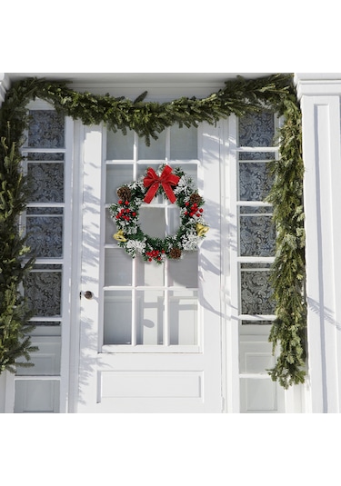 Konesam 30cm El Yapımı Noel Gülleği - Pet Materyal, Simülasyon Mantar Ve Kırmızı Meyveli, Mağaza Otel Dekorasyonu, Duvar/anahtar Bağdağı, Noel Günü Sahneleri