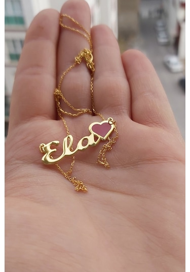 925 Ayar Gümüş 24 Ayar Altın Kaplama Kalpli Isimli Kolye