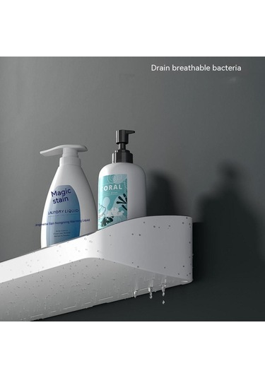 Siyah Tuvalet Rafı Duvara Monte Çok Fonksiyonlu Banyo Tuvalet Malzemeleri Büyük Deliksiz Banyo Depolama Rafı Siyah