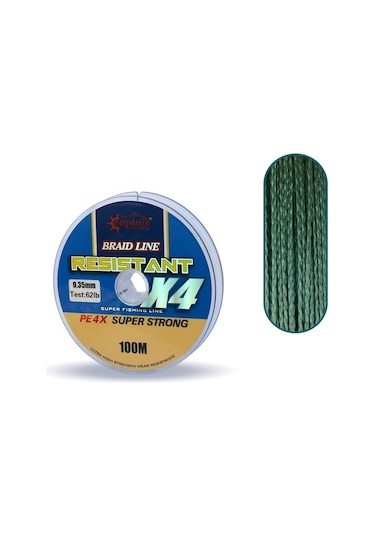 Captain Resistant PE 4 Kat İp Misina 100mt Yeşil 0.35 mm