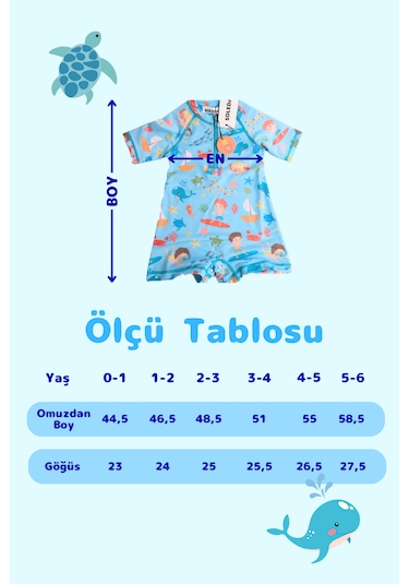 Soleda UV Korumalı UPF 50+ Bebek Çocuk Mayosu Journey Under The Sea Mavi