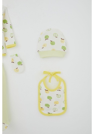 Breeze Erkek Bebek Hastane Çıkışı 5 Li Sevimli Minik Elma Desenli 0-3 Ay, Ekru Ekru