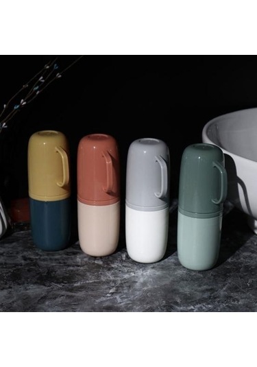 Sarı Seyahat Yıkama Fincan Taşınabilir Uygun Plastik Hafif Seyahat Diş Fırçası Bardağı Seyahat İçin Kılıf Sarı